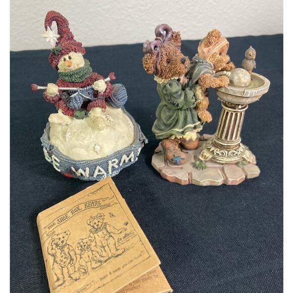 Boyds & Bears Friends Bundle 2 Collectible Resin Figurines Christmas Holiday Vtg - Picture 1 of 13